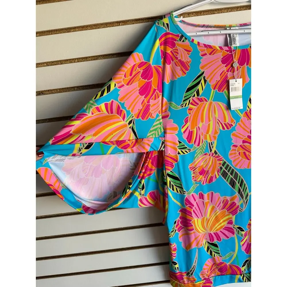 NWT Trina Turk Poppy Tunic Cover Up Top L Floral Beach Pool